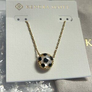Kendra Scott Soccer Gold Short Pendant Necklace in Ivory Mother-of-Pearl